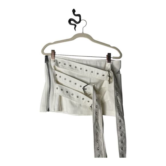 Aniye Records Lex Mini Skirt Denim Buckle Strap Edgy Chic Grunge Y2K Milk Sz 40 - Picture 4 of 13